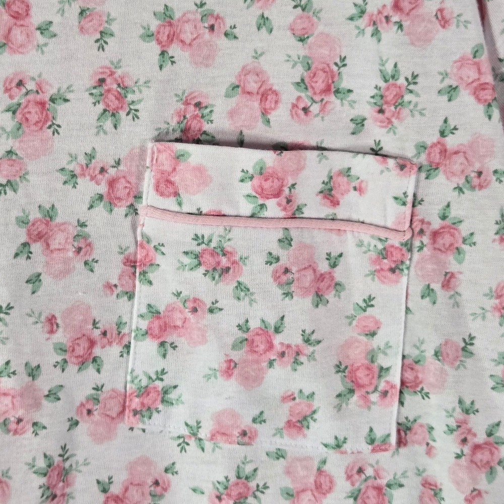 Laura Ashley Womens 3-Piece Pajama Set XL Pink Rose Floral Top Shorts Pants NEW - Picture 3 of 8